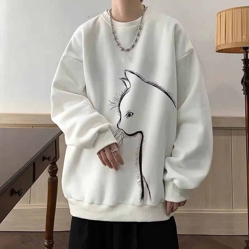 Men's Casual Oversized Graphic Sweatshirt (Long Sleeve)