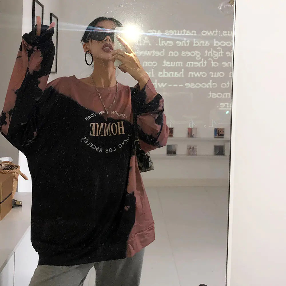 A BEAN Black Tie-Dye Oversized Sweatshirt Top